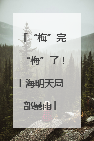 “梅”完“梅”了！上海明天局部暴雨