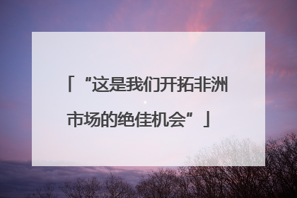 “这是我们开拓非洲市场的绝佳机会”