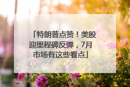 特朗普点赞！美股迎里程碑反弹，7月市场有这些看点