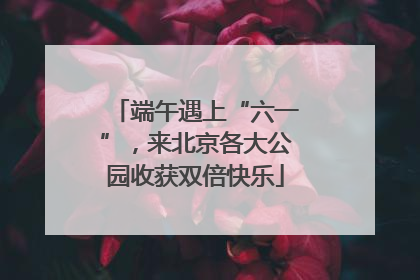端午遇上“六一”，来北京各大公园收获双倍快乐