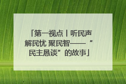 第一视点丨听民声 解民忧 聚民智——“民主恳谈”的故事