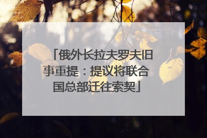 俄外长拉夫罗夫旧事重提：提议将联合国总部迁往索契
