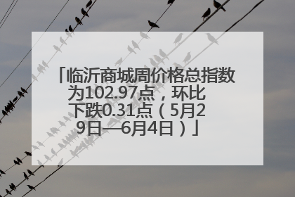 临沂商城周价格总指数为102.97点，环比下跌0.31点（5月29日—6月4日）