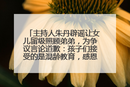 主持人朱丹辟谣让女儿留级照顾弟弟，为争议言论道歉：孩子们接受的是混龄教育，感恩每一条批评