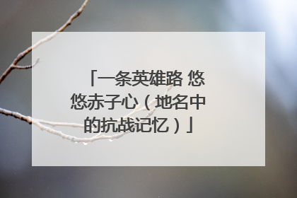 一条英雄路 悠悠赤子心（地名中的抗战记忆）