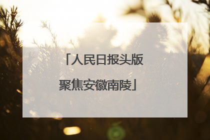 人民日报头版聚焦安徽南陵