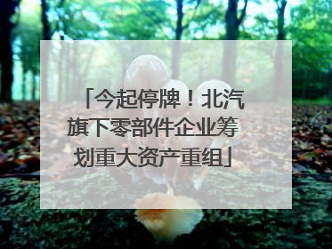 今起停牌！北汽旗下零部件企业筹划重大资产重组