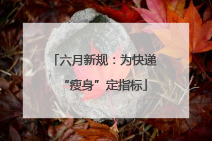 六月新规：为快递“瘦身”定指标