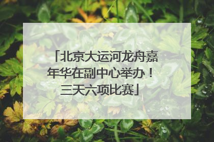北京大运河龙舟嘉年华在副中心举办！三天六项比赛