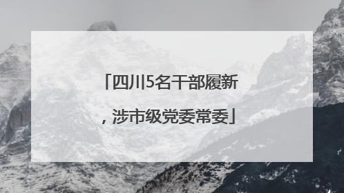 四川5名干部履新，涉市级党委常委