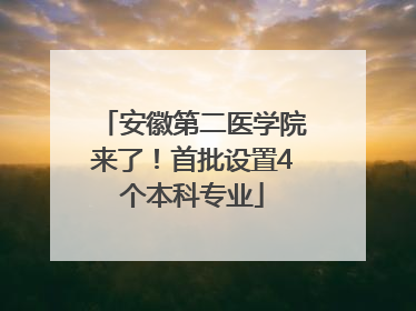 安徽第二医学院来了！首批设置4个本科专业