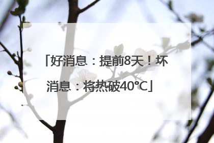 好消息：提前8天！坏消息：将热破40°C