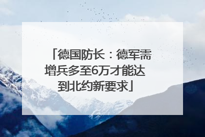 德国防长：德军需增兵多至6万才能达到北约新要求