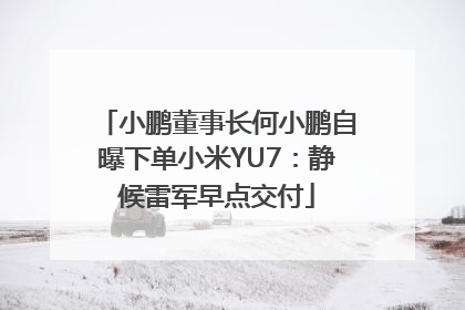 小鹏董事长何小鹏自曝下单小米YU7：静候雷军早点交付