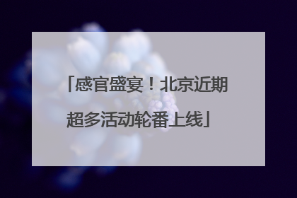 感官盛宴！北京近期超多活动轮番上线