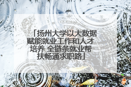 扬州大学以大数据赋能就业工作和人才培养 全链条就业帮扶畅通求职路