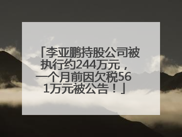 李亚鹏持股公司被执行约244万元，一个月前因欠税561万元被公告！