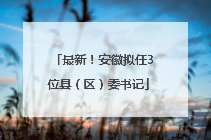最新！安徽拟任3位县（区）委书记