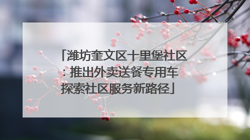 潍坊奎文区十里堡社区：推出外卖送餐专用车 探索社区服务新路径