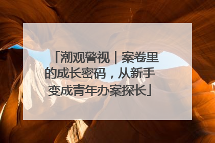 潮观警视｜案卷里的成长密码，从新手变成青年办案探长