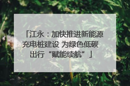 江永：加快推进新能源充电桩建设 为绿色低碳出行“赋能续航”