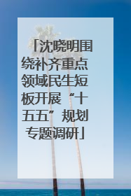 沈晓明围绕补齐重点领域民生短板开展“十五五”规划专题调研