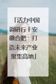 活力中国调研行丨安徽合肥：打造未来产业聚集高地