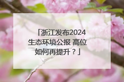 浙江发布2024生态环境公报 高位如何再提升？