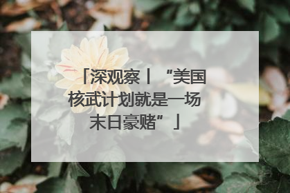 深观察丨“美国核武计划就是一场末日豪赌”