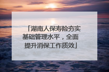 湖南人保寿险夯实基础管理水平，全面提升消保工作质效