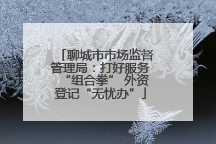 聊城市市场监督管理局：打好服务“组合拳” 外资登记“无忧办”