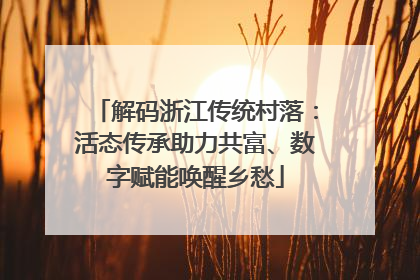解码浙江传统村落：活态传承助力共富、数字赋能唤醒乡愁