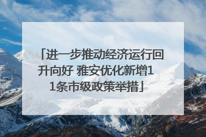 进一步推动经济运行回升向好 雅安优化新增11条市级政策举措