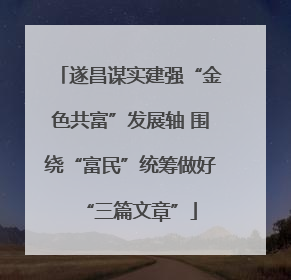 遂昌谋实建强“金色共富”发展轴 围绕“富民”统筹做好“三篇文章”