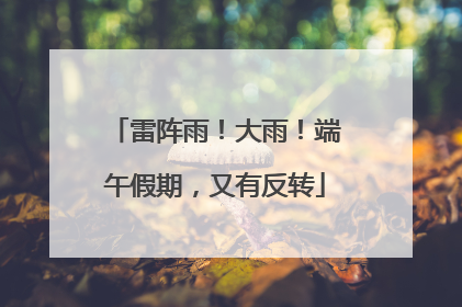 雷阵雨！大雨！端午假期，又有反转