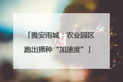 雅安雨城：农业园区跑出播种“加速度”