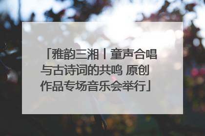 雅韵三湘丨童声合唱与古诗词的共鸣 原创作品专场音乐会举行