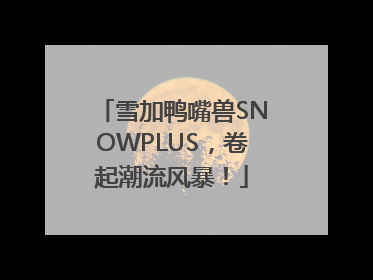 雪加鸭嘴兽SNOWPLUS，卷起潮流风暴！