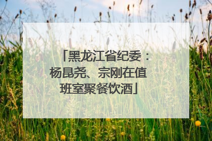 黑龙江省纪委：杨昆尧、宗刚在值班室聚餐饮酒