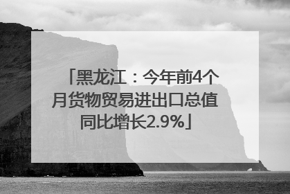 黑龙江：今年前4个月货物贸易进出口总值同比增长2.9%