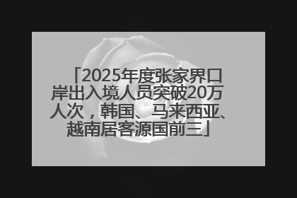 2025年度张家界口岸出入境人员突破20万人次，韩国、马来西亚、越南居客源国前三